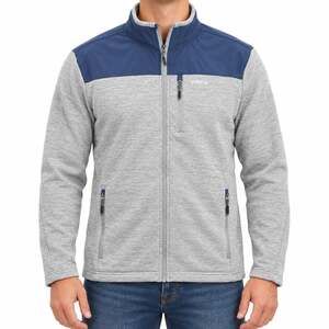 Orvis Jacket Mens Medium Gray Blue Full Zip Fleece Lined Nylon Yoke Pockets